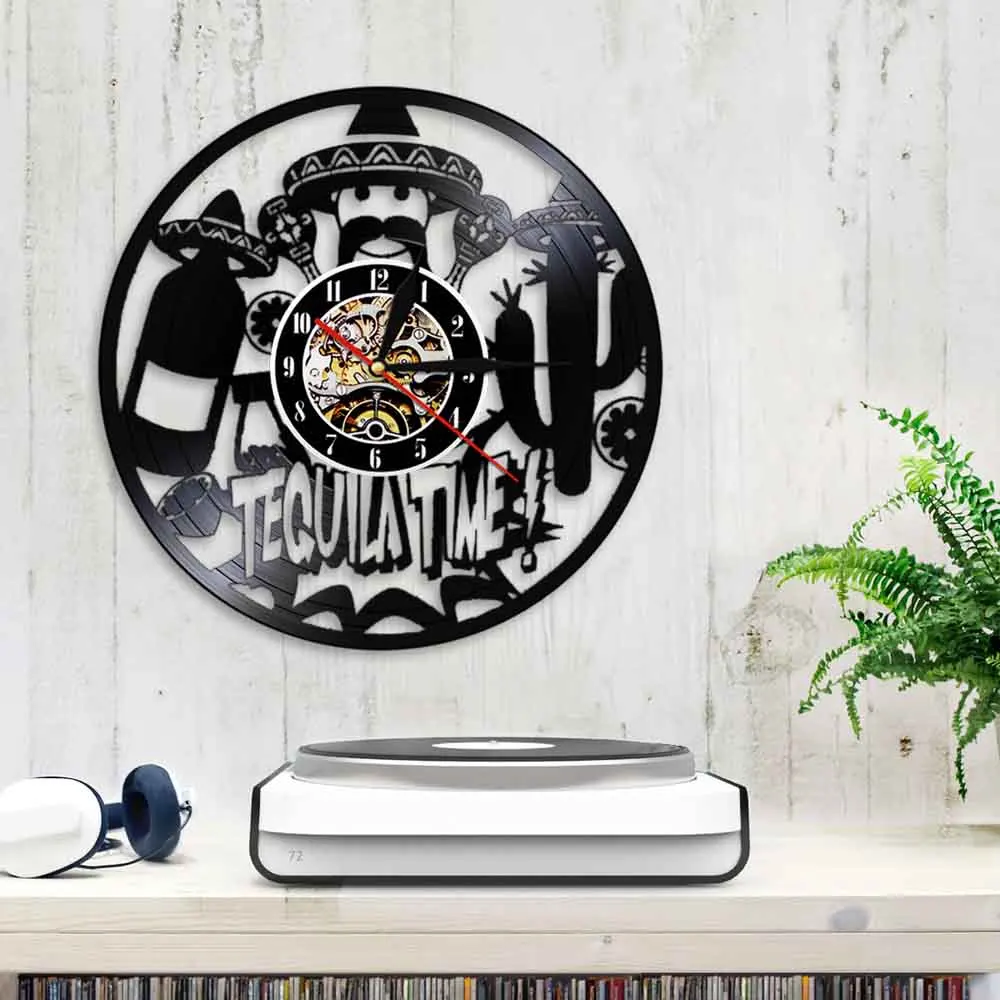 Виниловые часы для напитков с текилой настенные современный дизайн декора кухни