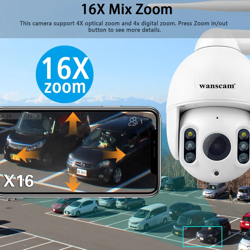 Беспроводная камера наружная PTZ IP Двусторонняя аудиосвязь 1080p поворотная