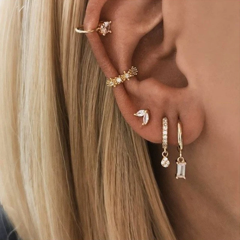 

2021 Korea Trend New Women's Earrings Simple Fashion Rectangle Crystal Drip Pendants Earring Party Daily Wear Jewelry Woman Gift