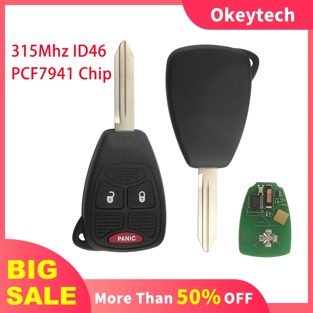 Ключ дистанционного управления OkeyTech 2 + 1 для Chrysler Dodge Caliber чип 315 МГц ID46 PCF7941 |