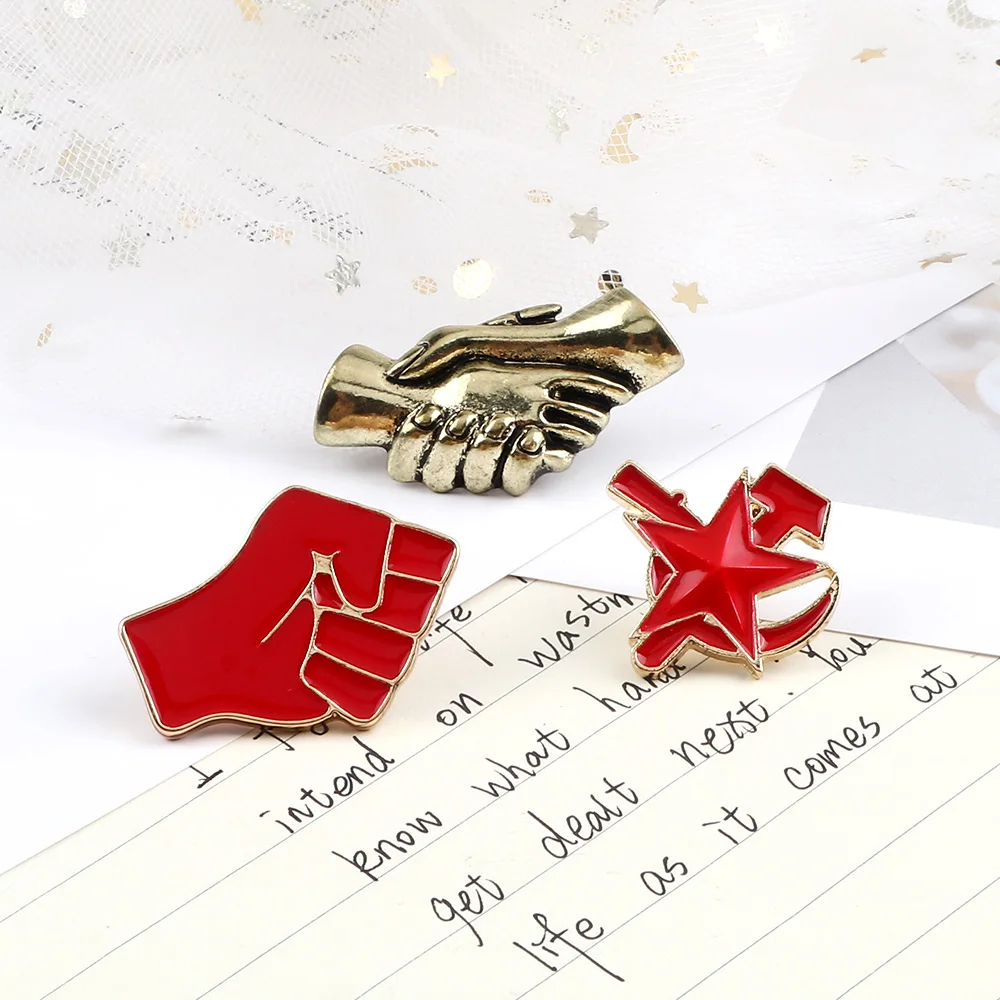 Серповидный молот эмалированный штифт высокое качество красный кулак