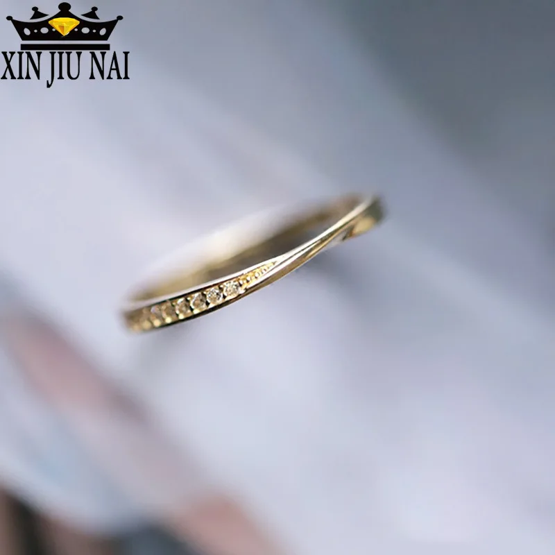 14K желтое золото женские парные Стразы мозаичные одиночные витые скрученные