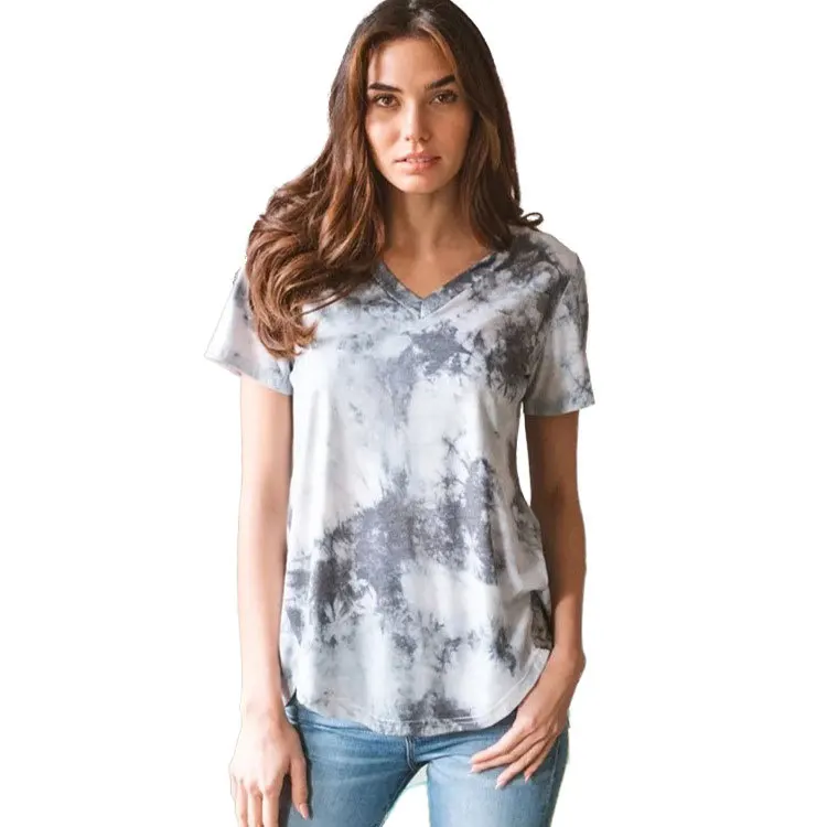 

Tie-dye Loose Graphic Tees Women Short Sleeves Harajuku Womens Shirts Streetwear Funny 2020 Vintage White Top