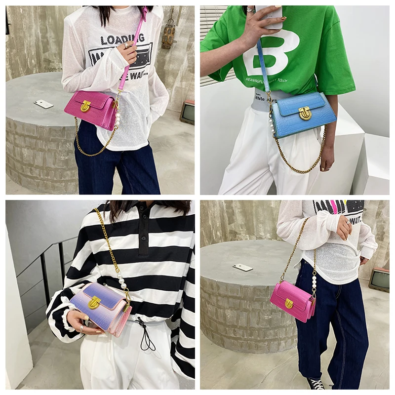 

2021 Summer Alligator Fashion Crossbody Bags For Women New Shoulder Bag Designer Handbags Chain Ladies Pu Leather Messenger Bags