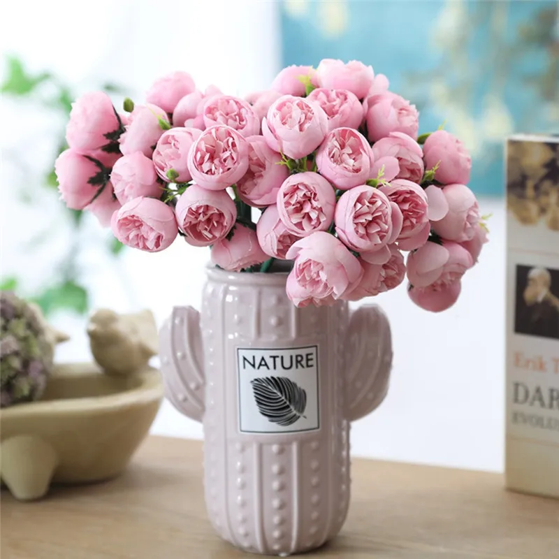 Imixlot чайная роза букет Мини Искусственные цветы для дома Фестиваль Сделай сам