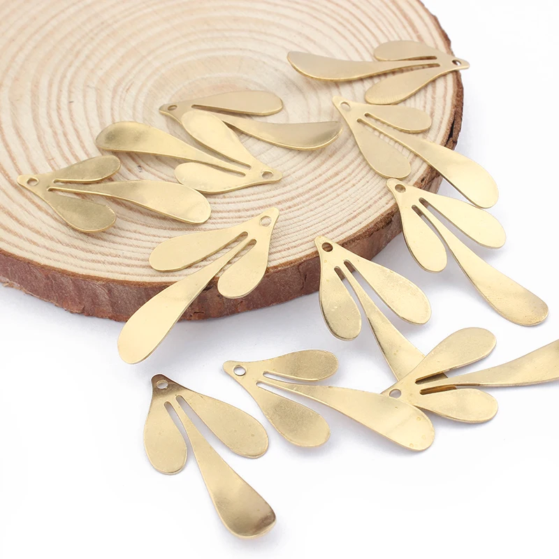 10 шт Необработанные латунные листья перо цветок Подвески кулон DIY ожерелье