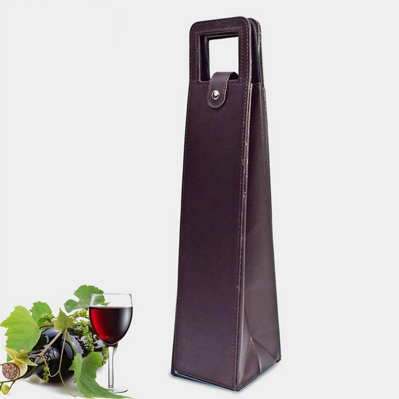 

Кожаный винный мешок с ручками, многоразовая сумка для переноски вина, из искусственной кожи, одна бутылка