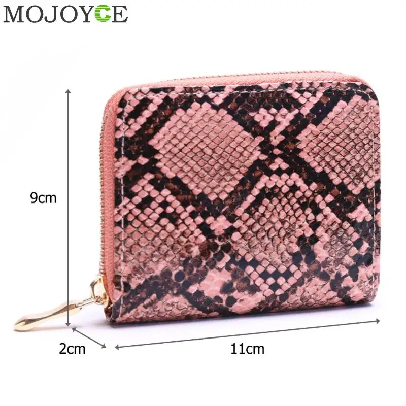 Fashion PU Leather Clutch Women Short Coin Purse Serpentine Money Bag Zipper Wallet Card Holder