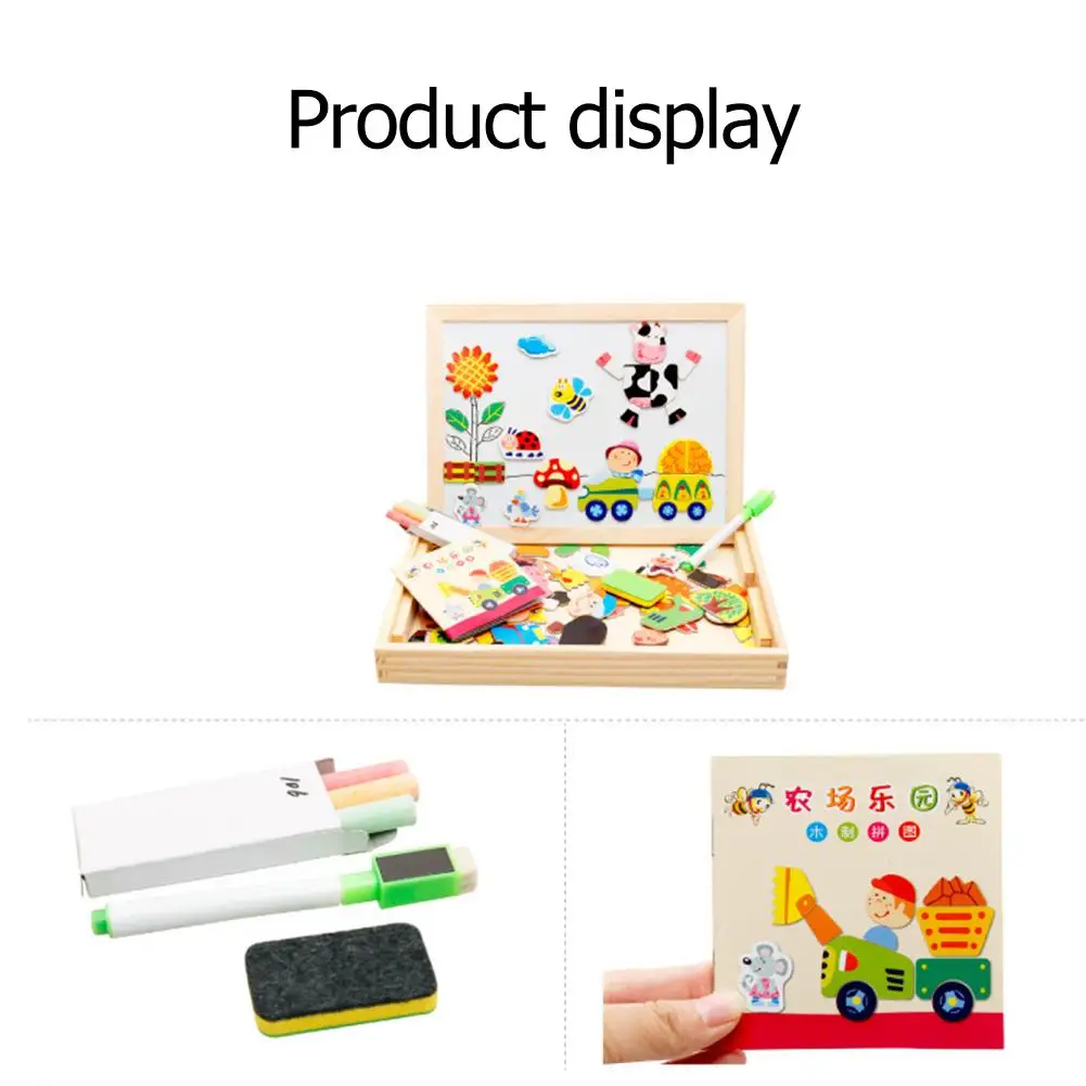

Kids Educational Toy Gift for Children Education Magnetic Wooden Puzzle Figure Animals Farming Drawing Board Box