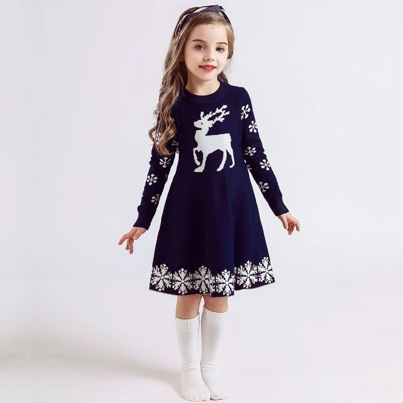 Рождественское платье для девочек Уродливый Рождественский свитер новогодний