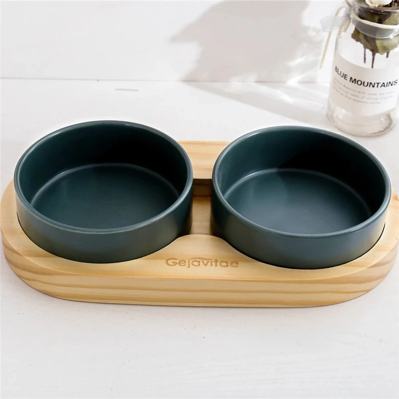 

Dog Bowl NEW Bamboo Holder Cat Feeder Ceramic Dog Double Bowls Puppy Feeder Detachable Pet Bowl Pet Accessories