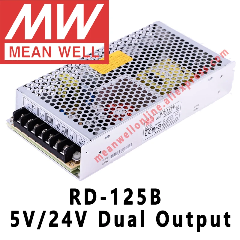 Импульсный источник питания с двумя выходами Mean Well RD-125B 133 4 Вт 5 В/24 В