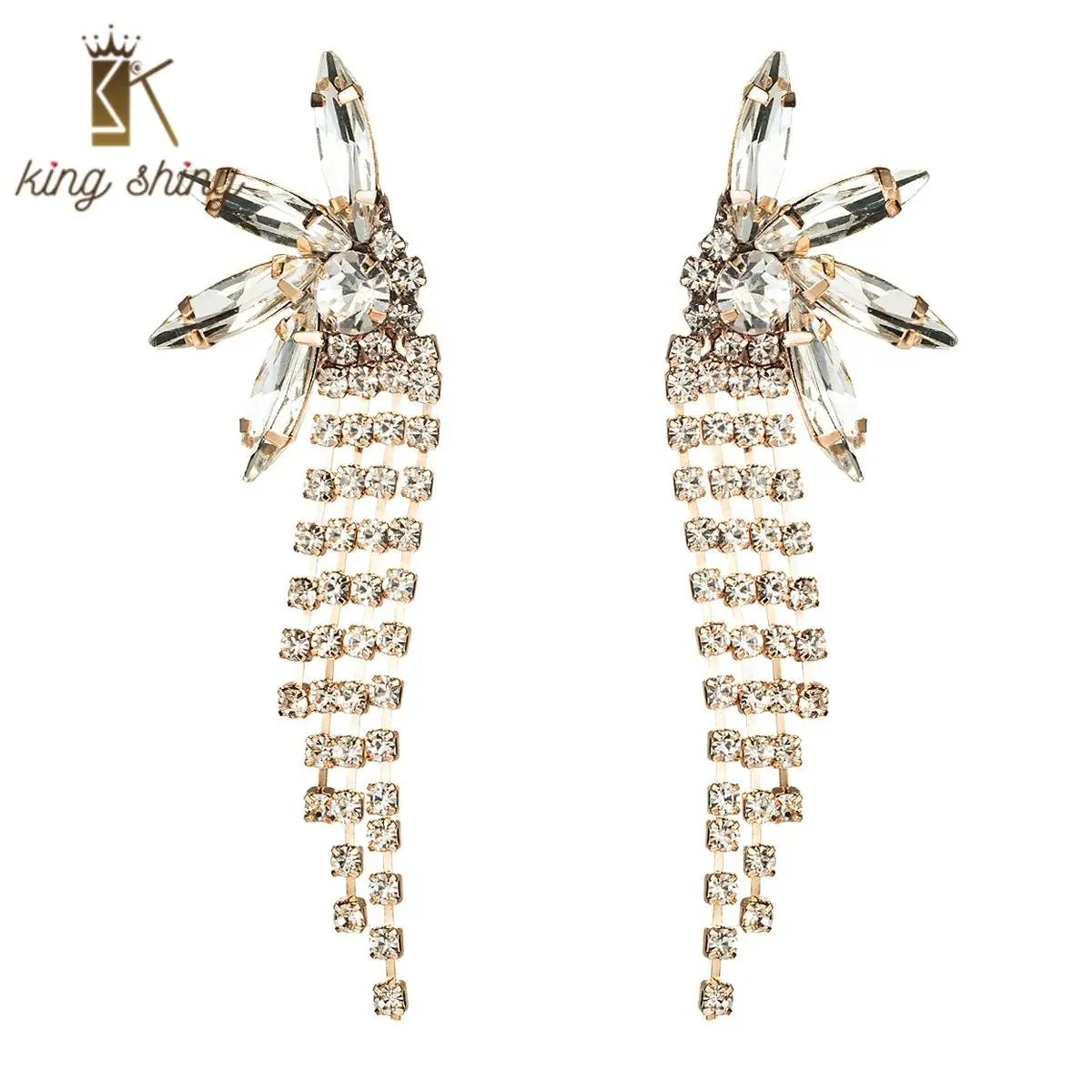 

2020 Korean New Arrivals Vintage Crystal Chandelier Tassel Earrings for Woman Bridal Wedding Earrings Statement Pendant Earrings