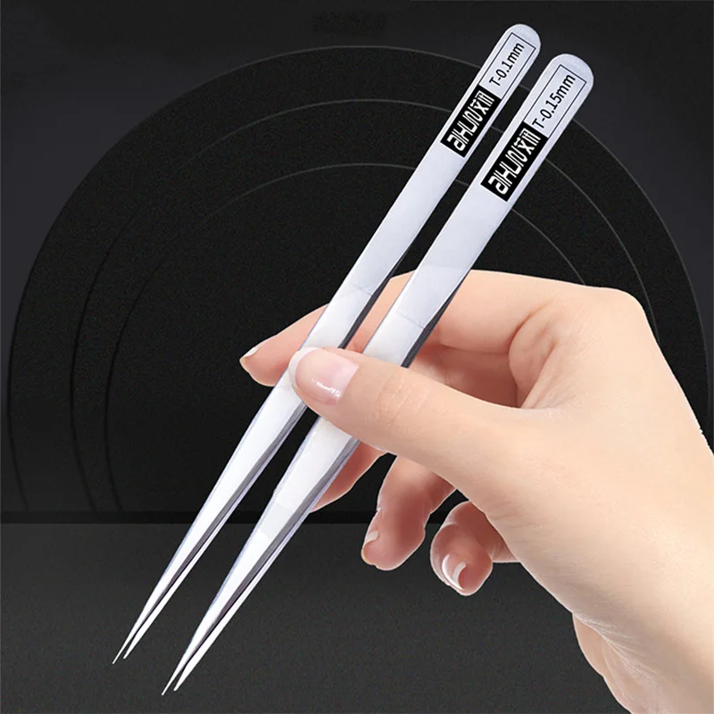 

JC AIXUN Alloy steel Hand Precision tweezers 0.1mm 0.15mm for mainboard Chip IC bga Planting tin Flying wire clamp Repair Tools
