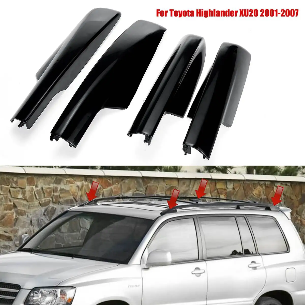 Автолидер 4 шт. крыша багажника рельсовая накладка Защитная крышка для Toyota Highlander
