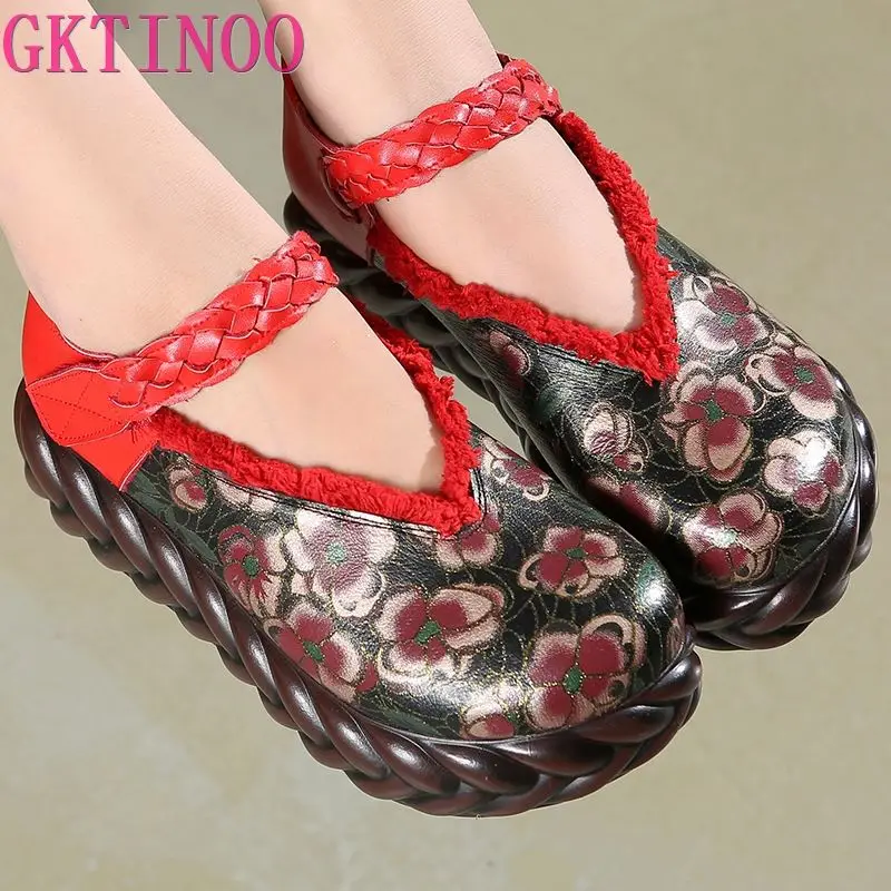 

GKTINOO/2021 г.; Весенняя обувь ручной работы; Женские туфли-лодочки на танкетке и платформе; Женская повседневная обувь из натуральной кожи с рем...