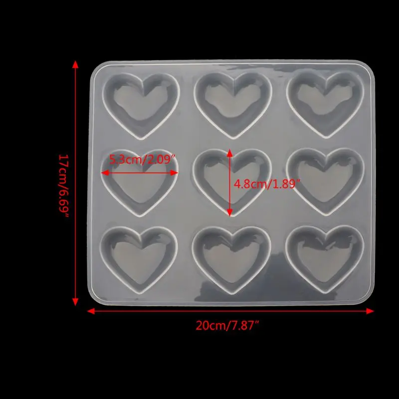 

9 Cup Heart Chocolate Silicone Dessert Mould Baking Cupcake Resin Jewelry Mold