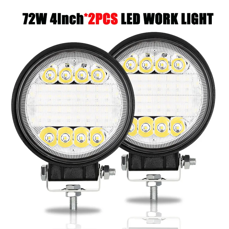 2PCS 72W Work Light 1-4 шт. 72 Вт 4x4 Светодиодный светильник для 12 В автомобиля внедорожник ATV Лодка Трактор автомобильный светильник внедорожный светодиодный светильник автомобильный светильник s комбинированный рабочий светильник - Цвет: 2PCS 72W Work Light