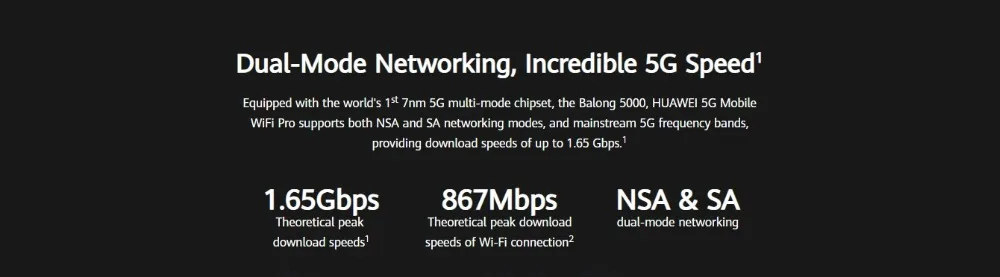 Huawei 5G мобильный WiFi pro E6878-370 5G NSA/SA n41/n77/n78/n79 4G B1/3/5/7/8/20/B28/B32/B34/B38 /39/40/41/42/43 8000 мА/ч, миф