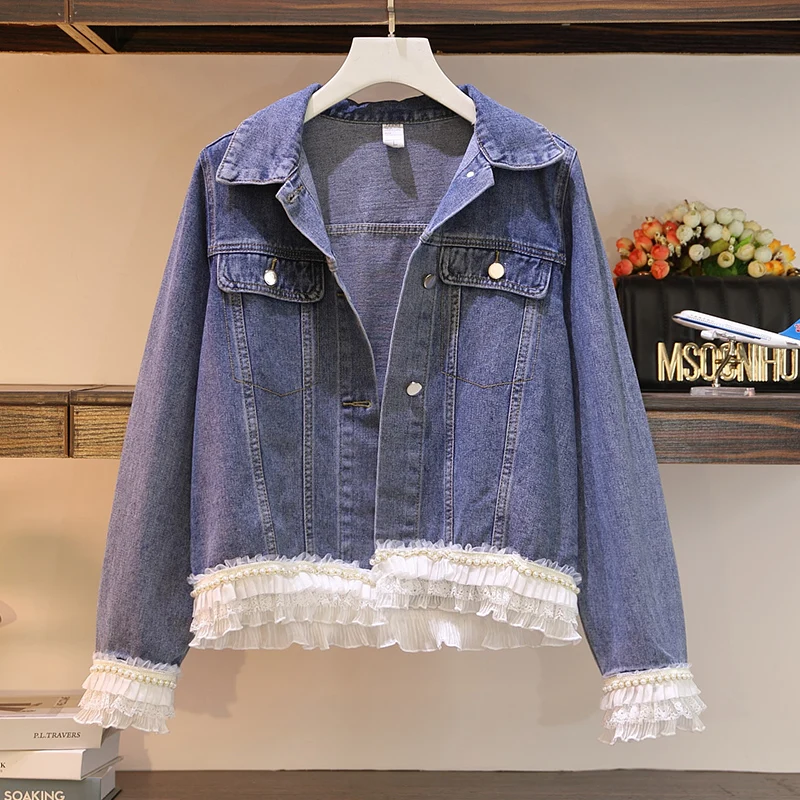 

Blue Lace Stitch Korean Fashion Autumn Women'S Clothing Female Jackets Kawaii Vintage Coat 2022