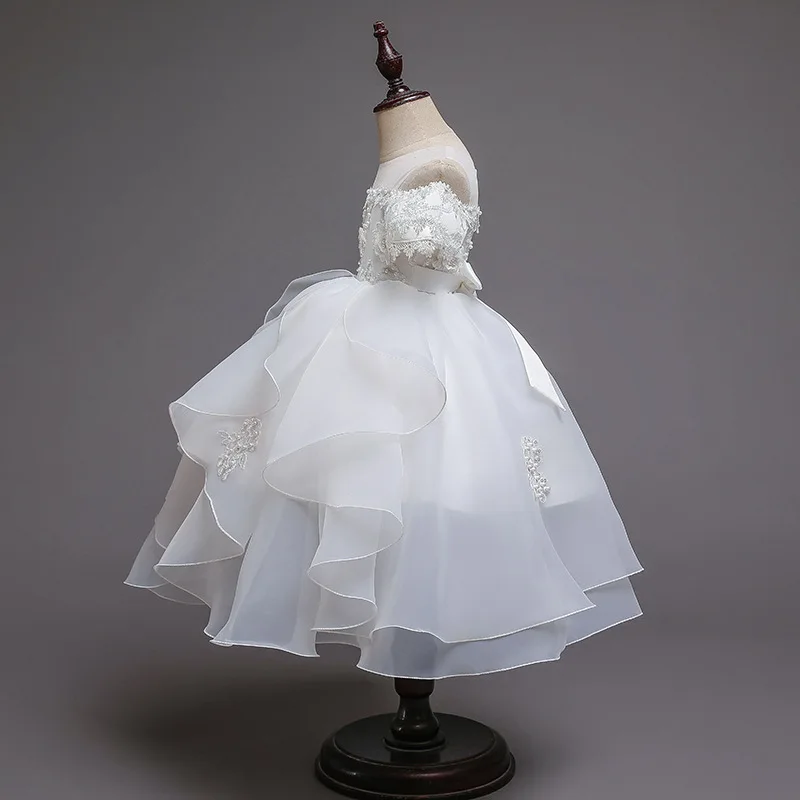 Платье с бусинами и открытыми плечами для девочек на день рождения|Цветочные