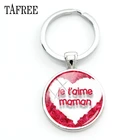 TAFREE Je Love Papa et Mama, Круглый, 25 мм, стеклянный, фотографический, купол, брелок, ювелирные изделия для семьи Papy Mom, NT111