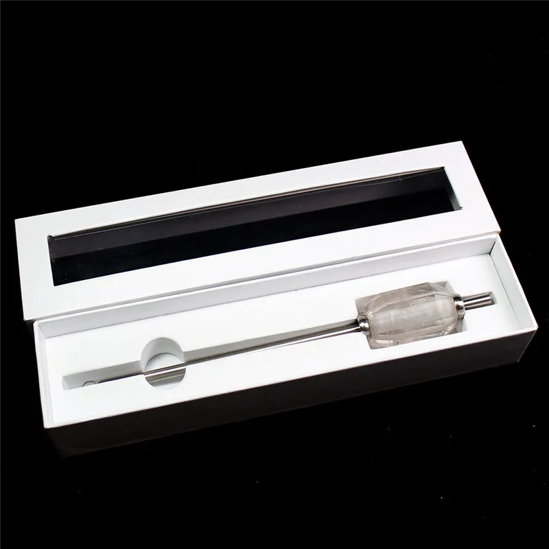 crystal New Eco-friendly Collapsible Amethyst/Rose quartz Clear Crystal drink straw Reusable Stainless Steel Straw With Brush - Цвет: crystal