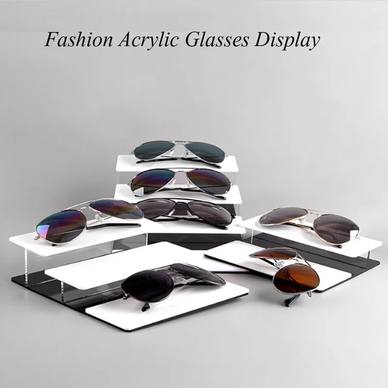 High Quality 2/3/4-layer White&Black Acrylic Sunglasses Display Riser Stand Glasses Holder Organizer Sunglasses Showcase Stand