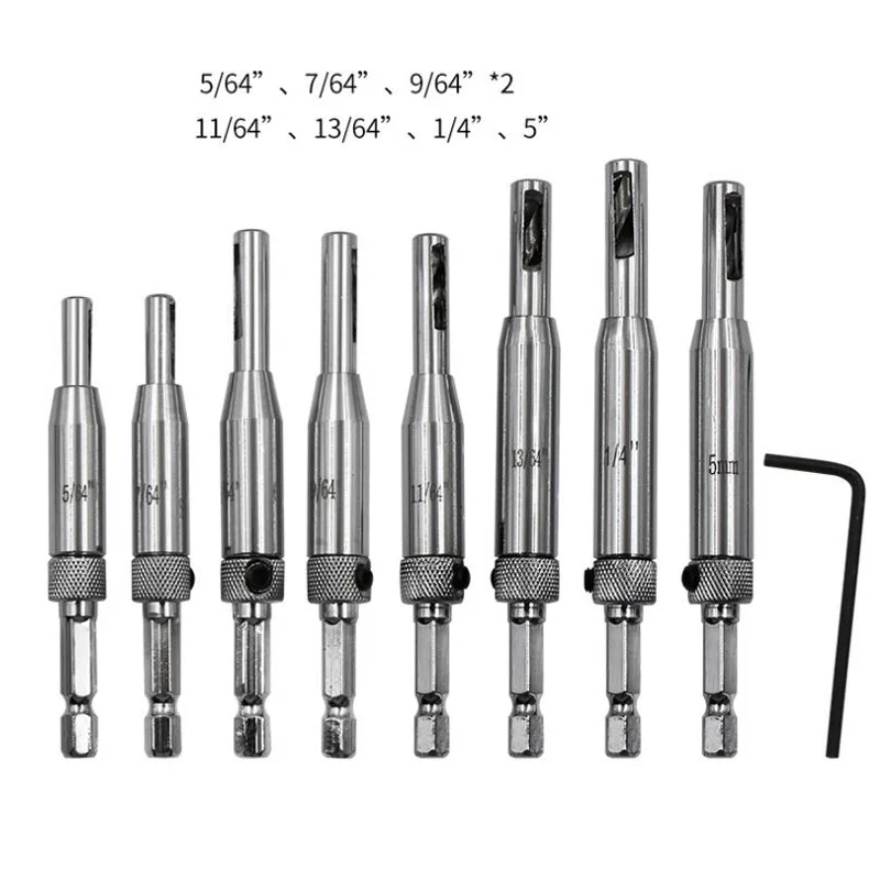 8pcs HSS Самоцентрирующийся шарнир центр шестигранные сверла двери шкафа деревообрабатывающий позиционирование Дырокол 2/2. 8/3. 5/4. 5 мм - Цвет: 8pcs