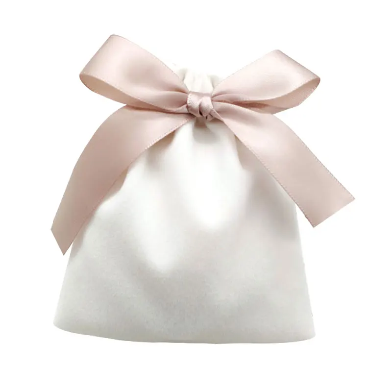 

Wholesale 50pcs White Cosmetic Bag Packaging Small Flannel Jewelry Bracelet Custom Name Logo Packaging Bags for Business