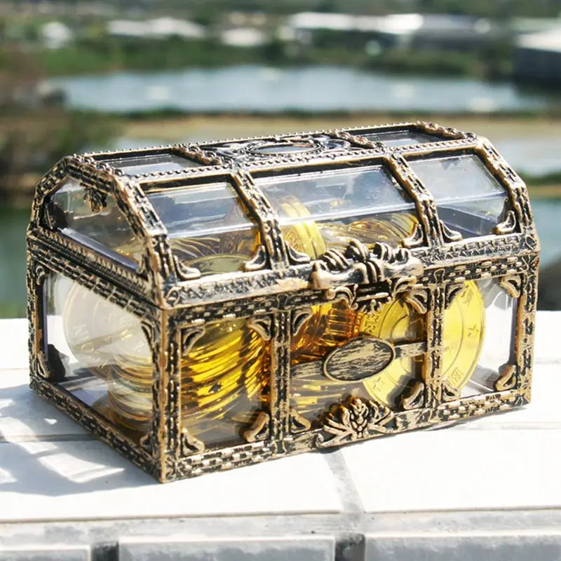 

Transparent Pirate Treasure Box Cosmetic Jewelry Storage Organizer Crystal Makeups Trinkets Organizing Desktop Decoration Case