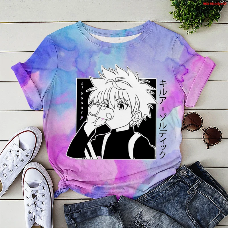 Вареный топы яркие женские майки Kawaii Hunter X футболка с изображением охотника Killua