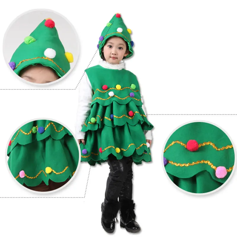 

Green Christmas Tree Cosplay Baby Clothes Kids Girl Dress Costume Halloween Xmas Party Performance Clothing