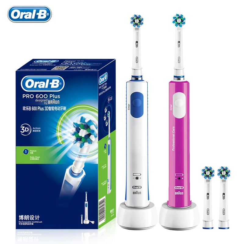 Oral B перезаряжаемая электрическая зубная щетка гигиена полости рта PRO600 Plus 3D Действие отбеливание зубов