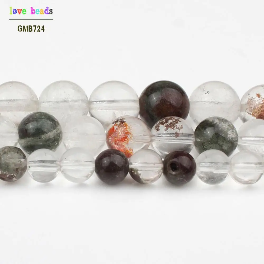 С натуральным драгоценным камнем бисер зеленый призрак кварцевые круглые бусины