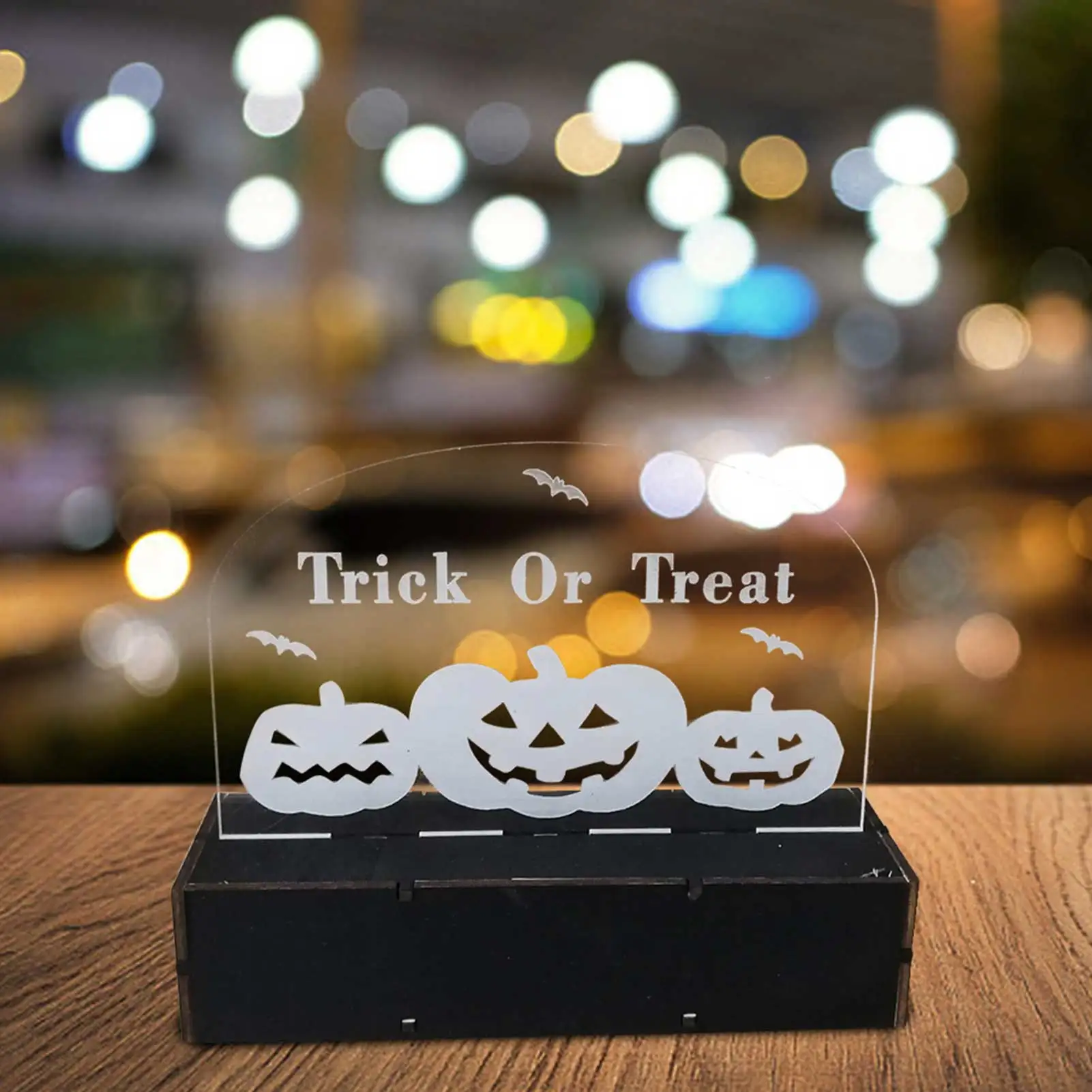 Wooden Halloween Acrylic Infrared Carving Pumpkin Witch LED Light For Home Table Party Atmosphere Decor Night carefully | Дом и сад