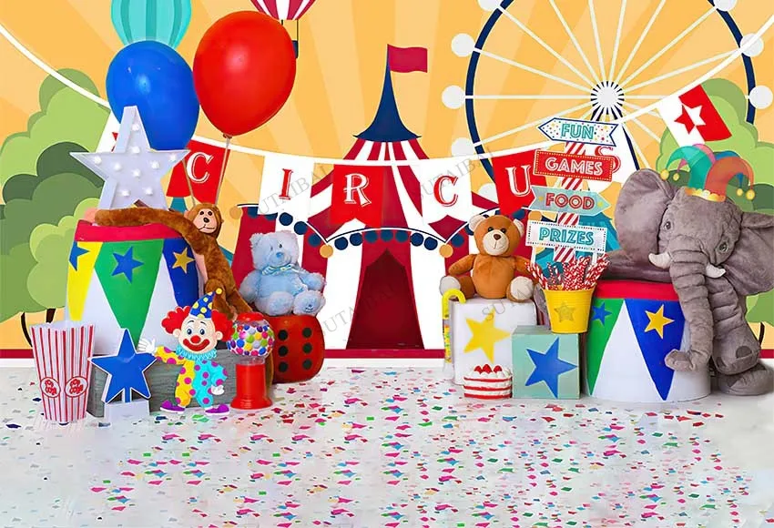 

Pink Theme Photography Backdrop Circus Ferris Wheel Girl Birthday Newborn Baby Cake Smash Photocall Background For Photo Studio