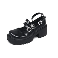womens gothic lolita shoes round toe japanese female college student jk uniform pu thick soled waterproof mary jane shoes