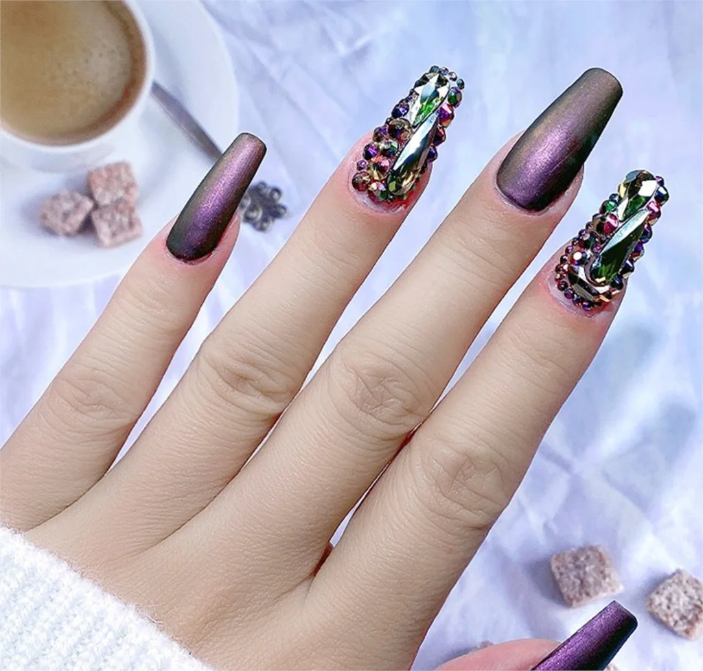 

1440pcs SS3-SS10 Mixed Flatback Diamond Nail Rhinestones 8Colors Multifaceted Silver/Purple-Back Decoration Nail Rhinestone ZD08