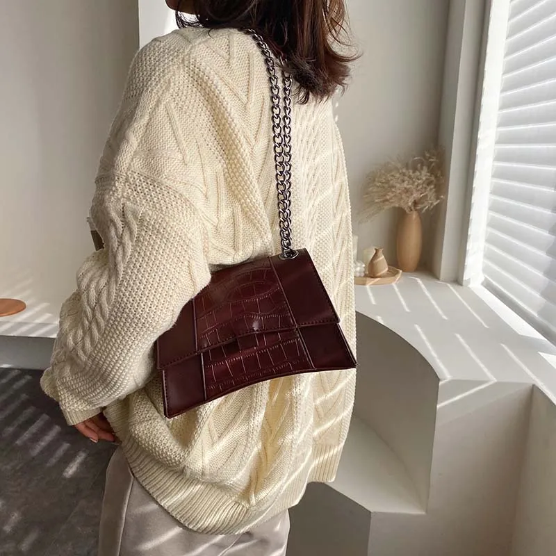 Элегантная женская сумка через плечо с узором крокодиловая кожа новинка 2019