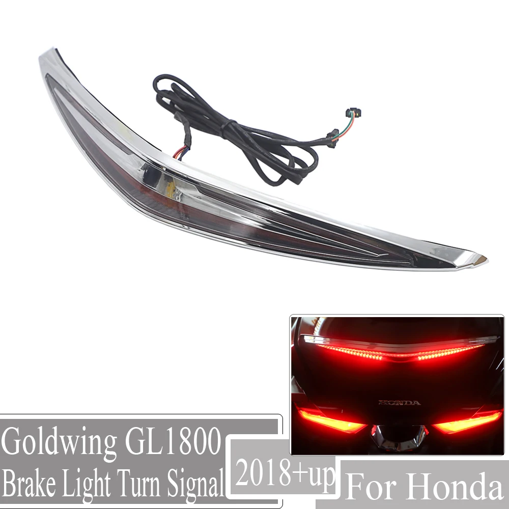 

NEW Motorcycle ABS Trunk Spoiler LED Red Rear Brake Light Turn Signal For Honda Goldwing GL1800 2018-2021 2020 2019