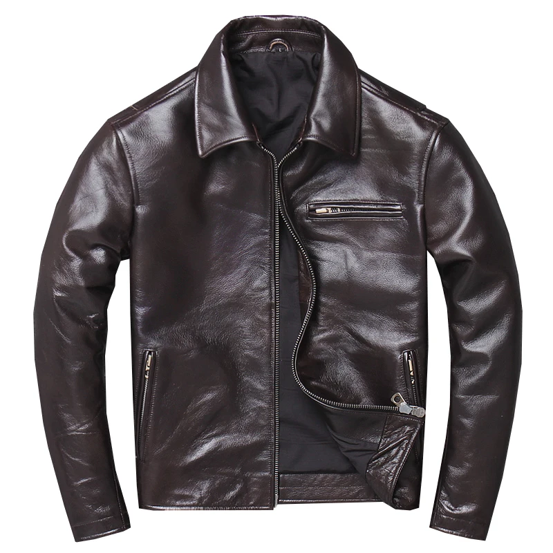 Мужская Байкерская мотоциклетная куртка из натуральной коровьей кожи сезон