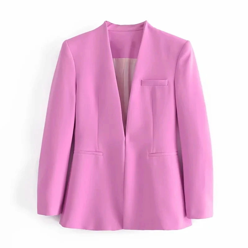 

Za 2021 women blazer Coat Vintage Long Sleeve blazer mujer single button office suit jacket korean veste femme