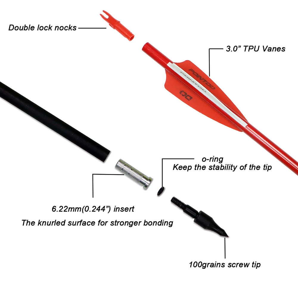 Карбоновая стрела 500 для стрельбы из лука 30 дюймов |