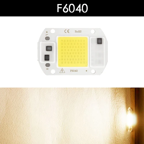 Warm white F6040 Светодиодный COB Чип-светильник интегрированный 3W 5 Вт 7 Вт 10 Вт 20 Вт 30 Вт 50 Вт 100 Вт 150 Вт 220 В 110 В Y32 Смарт IC бисера без водителя DIY прожектор - Испускаемый цвет: Warm white F6040