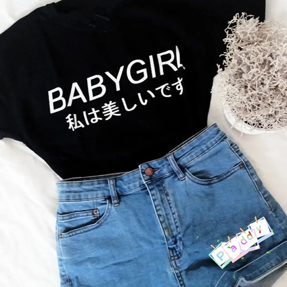 Футболка BABYGIRL с надписью в японском стиле футболка принтом Tumblr женская модная