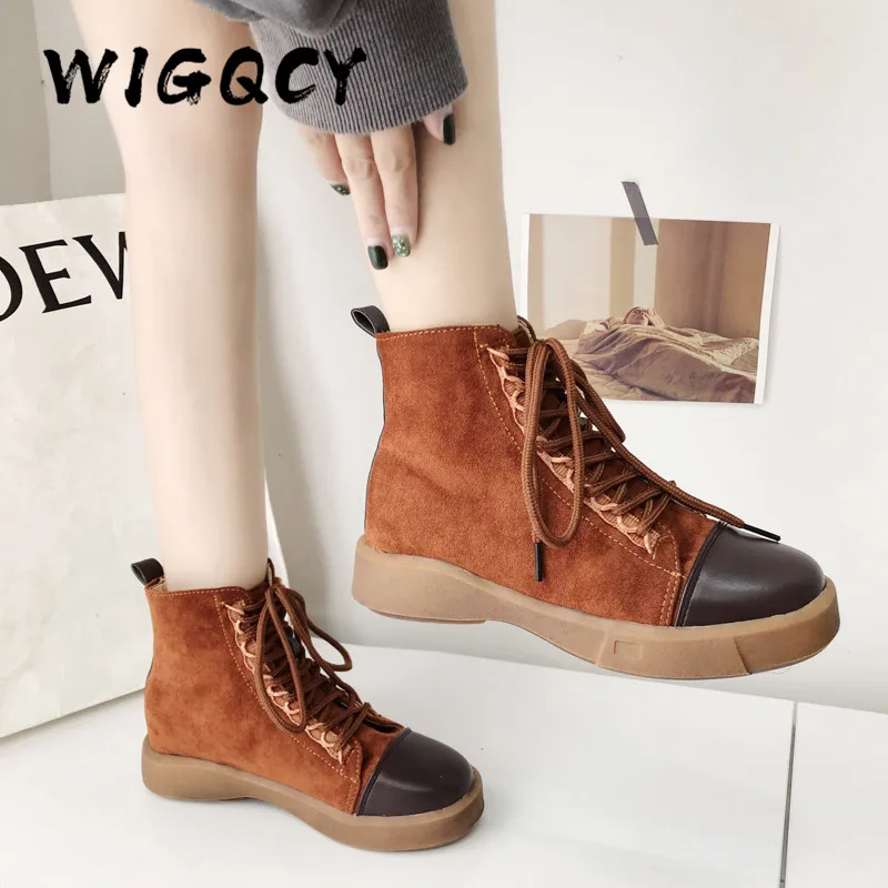

Suede Women's Ankle Boots Fashion Women Fashion Boot 2019 Autumn Winter Comfortable Woman Shoes Lace-Up Lady Footwear Plus Size