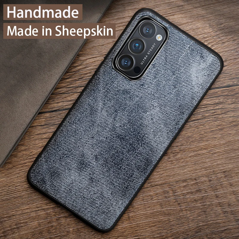 

Genuine Leather Phone Case For OPPO Reno 4 3 R17 R15 Pro Find X2 Lite Luxury Natural Sheep Skin Back Cover Funda Capa