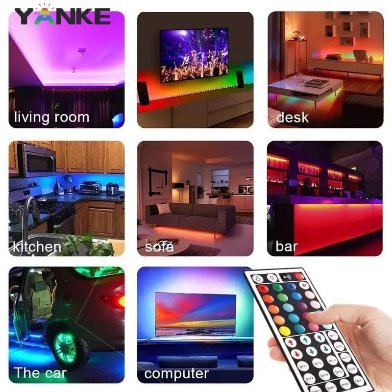5 м 10 15 Светодиодная лента 2835 IP20 RGB гибкий светильник полоса DC 12 В ИК контроллер