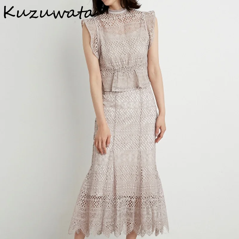 Женский комплект из 2 предметов Kuzuwata элегантная кружевная рубашка без рукавов с